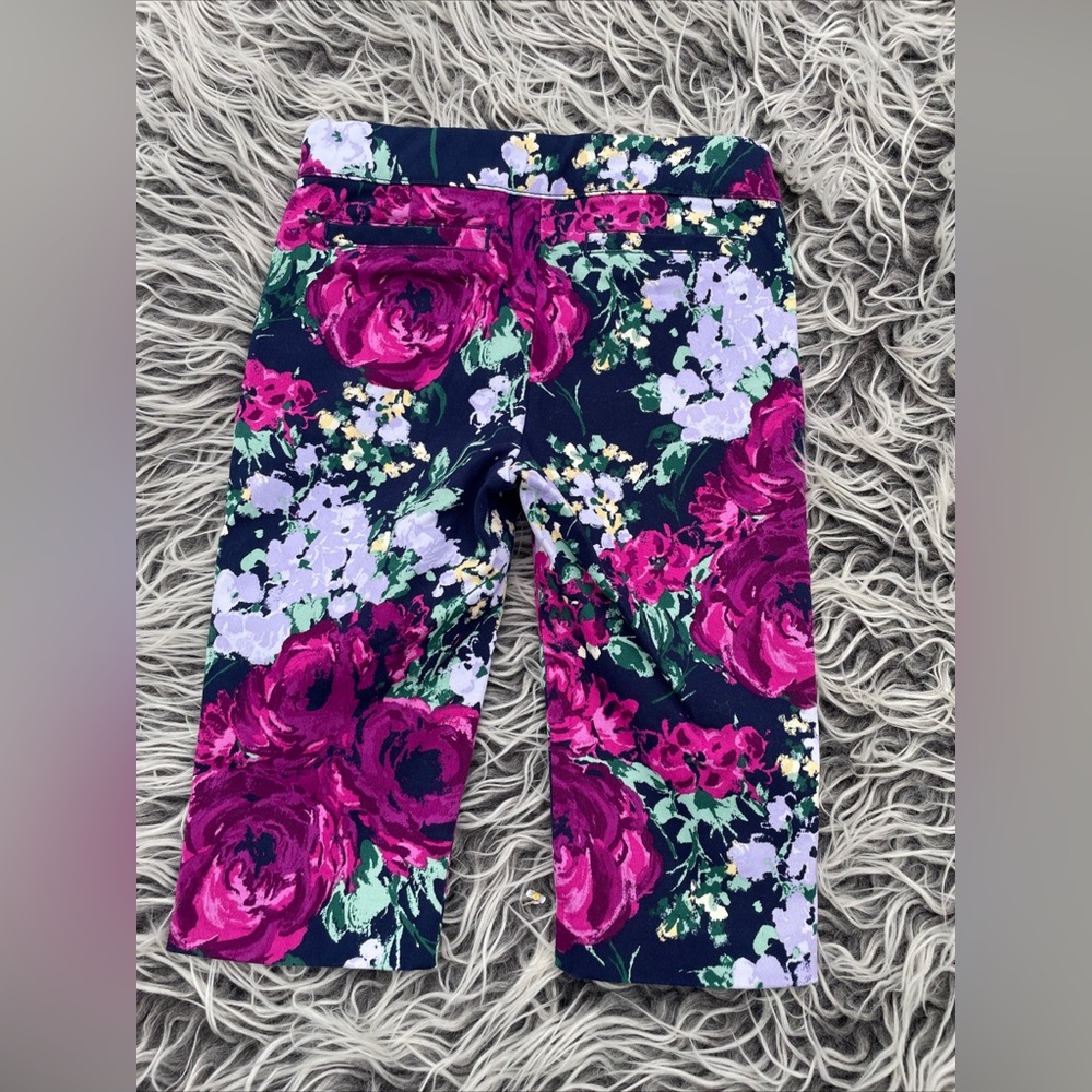 Janie and Jack - Girls Floral Rose Dress Pant w/ Pink Stripe 18-24 Months EUC.